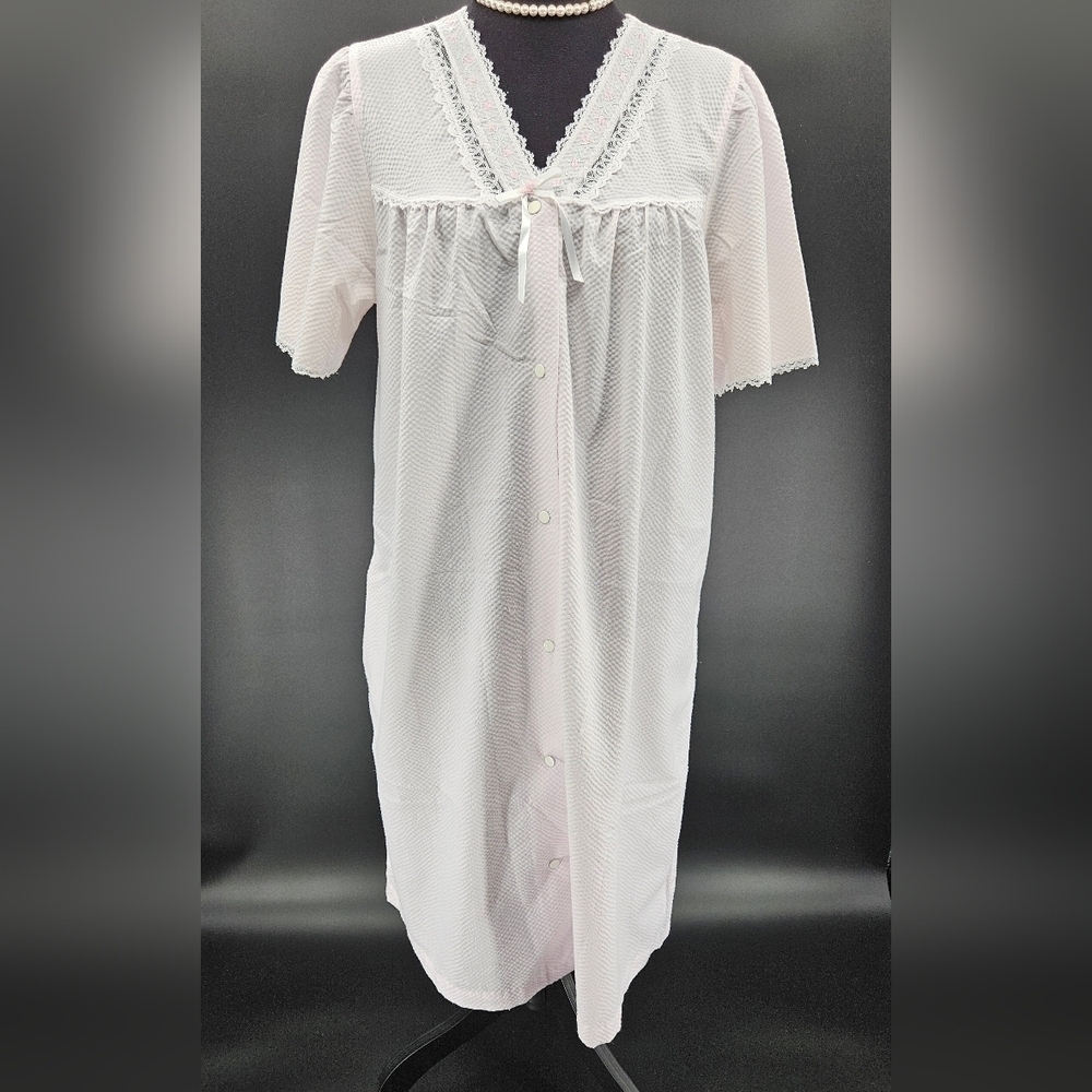Enchantmates Miss Elaine Lt PINK Dressing Gown Robe Nightgown Womens M Vintage